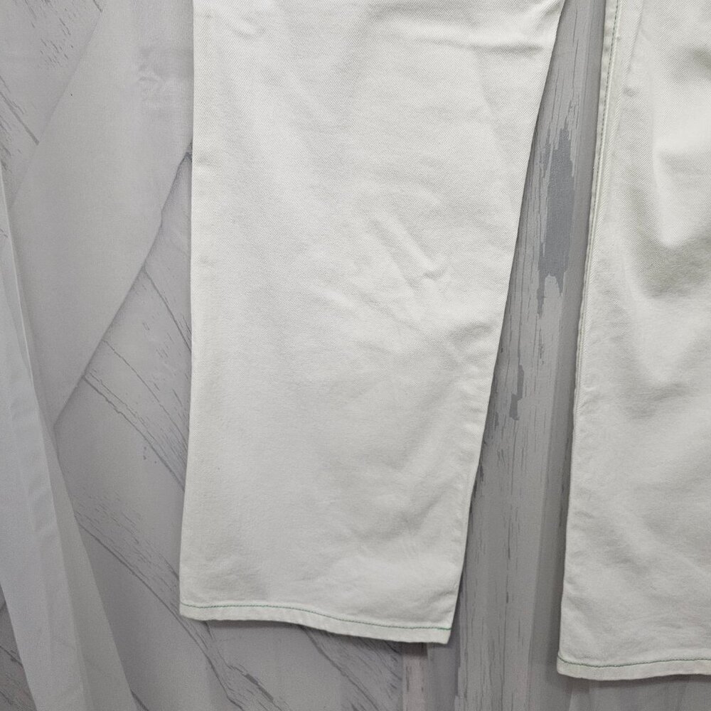 L.L. Bean White Jean Green Preppy Boot Cut Belted Cotton Jeans Size 12 - Picture 10 of 15